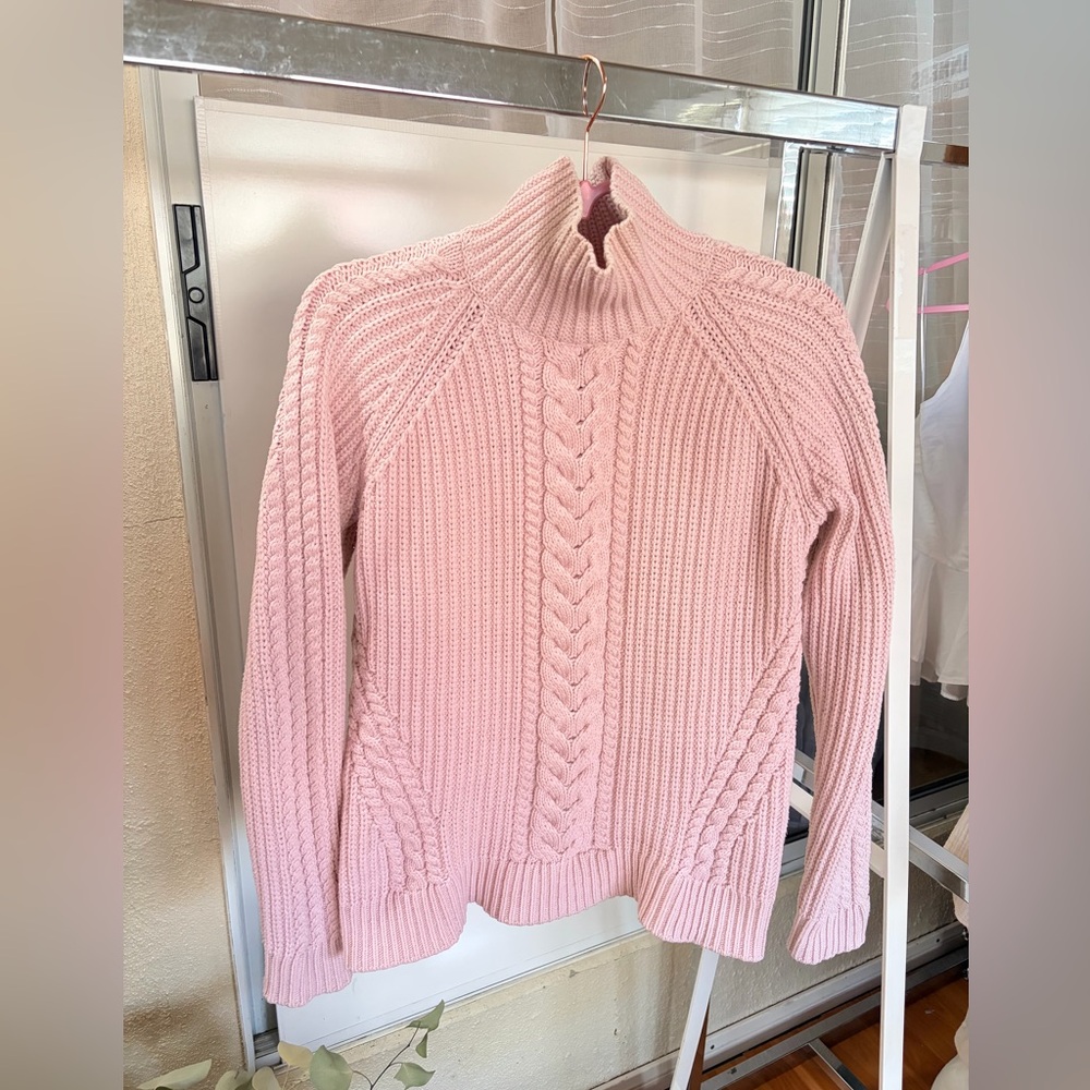Lululemon Bring The Cozy Chunky Mock Knit Sweater In Pink Size 4 Soft Girl Fall - Picture 4 of 9